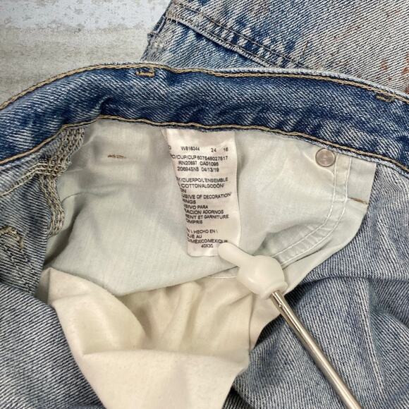 Vintage Dickies Carpenter Jeans Double Knees Baggy Wide Leg Light Wash Denim 90s - Picture 3 of 12